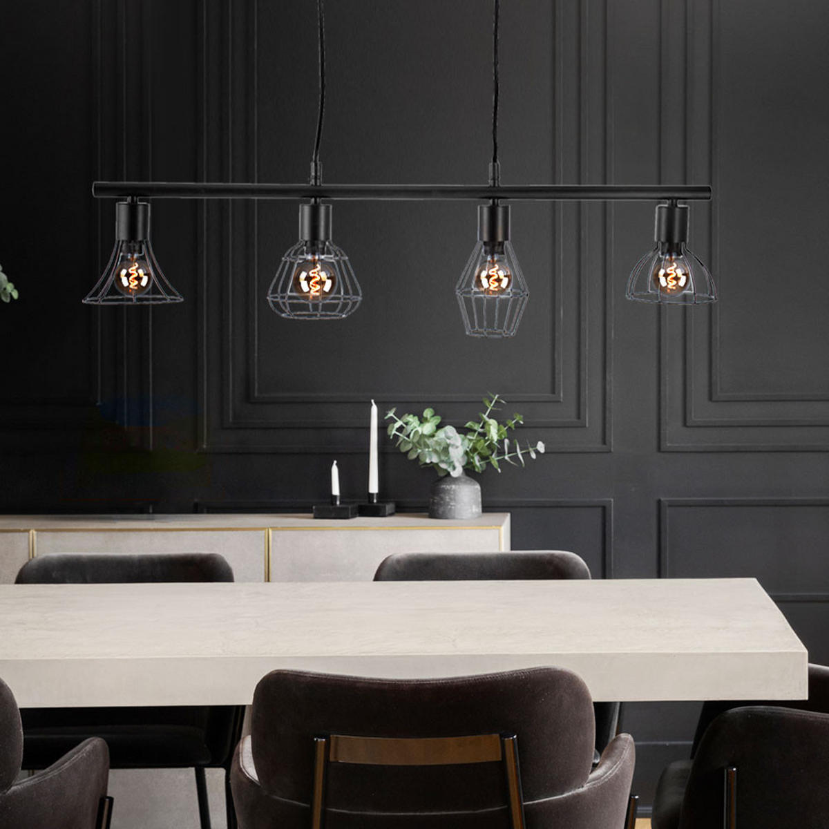 LED HÄNGELEUCHTE Metall Schwarz Gitteroptik - Schwarz, Metall (75/13/150cm)