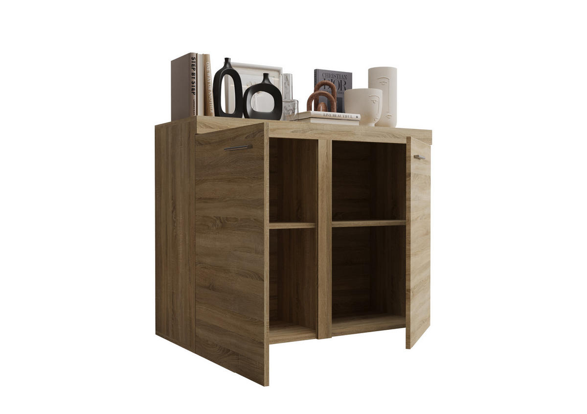 KOMMODE London LRXK 2D mit 2 Türen, Sideboard in Farbe: Hellbraun, Größe: 97 x 82 x 40 cm - Hellbraun, Holzwerkstoff (97/82/40cm) - O-Sofa