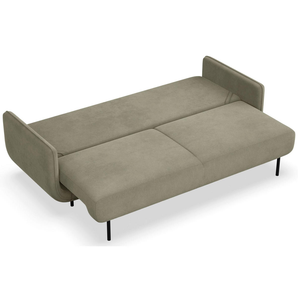 SCHLAFSOFA Ovals Salbeigrün - Schwarz/Hellgrün, Textil/Metall (236/95/96cm) - Selsey