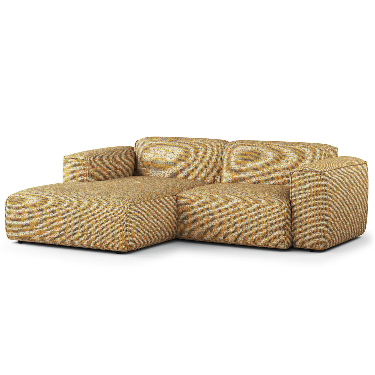 ECKSOFA mit XL-Longchair - Schwarz/Honig, Kunststoff/Textil (260/171cm) - home24