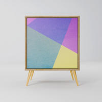 SIDEBOARD BRIGHT GEOMETRY, Eichefarben, 57,5x42x75,5 cm, Goldfarbene Metallfüße - Eichefarben/Goldfarben, Holzwerkstoff/Metall (57.5/75.5/42cm) - SpaceRebels
