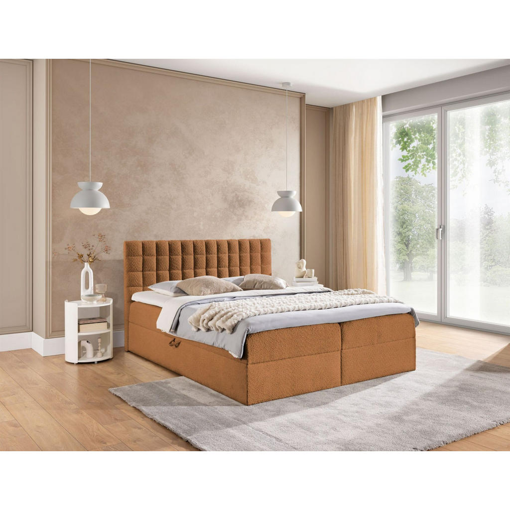 Thumbnail - Fun Möbel Boxbett, Braun, Textil, 180x200 cm, Schlafzimmer, Betten, Boxspringbetten