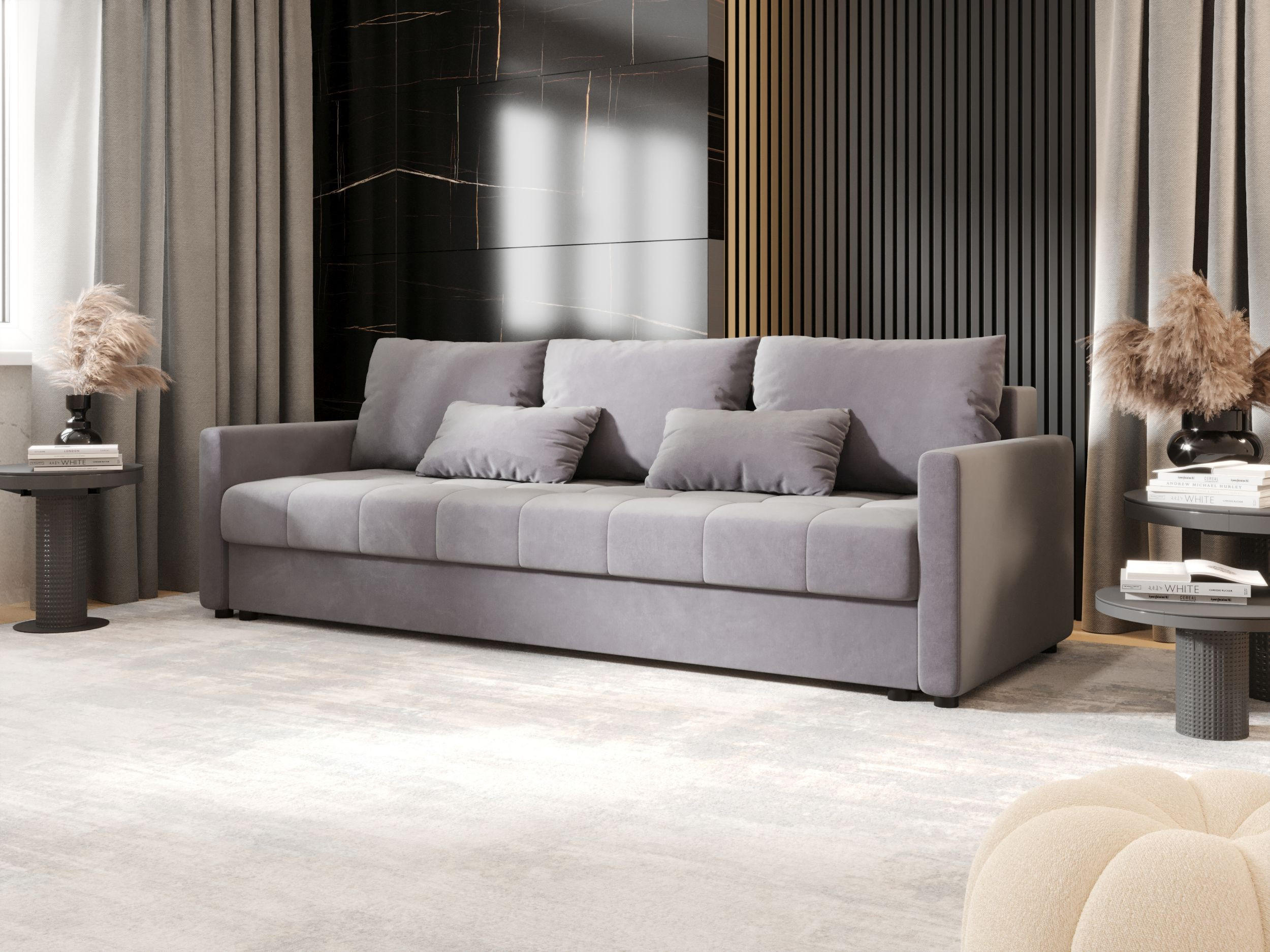 SOFA MOS mit Schlaffunktion ITAKA 50 mit Stauraum - Hellgrau, Textil (84/72/220cm) - Bedante