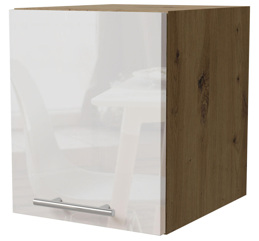 Feldmann-Wohnen Klapphängeschrank Weiß Hochglanz, Eiche Artisan 30x32.5x36 cm