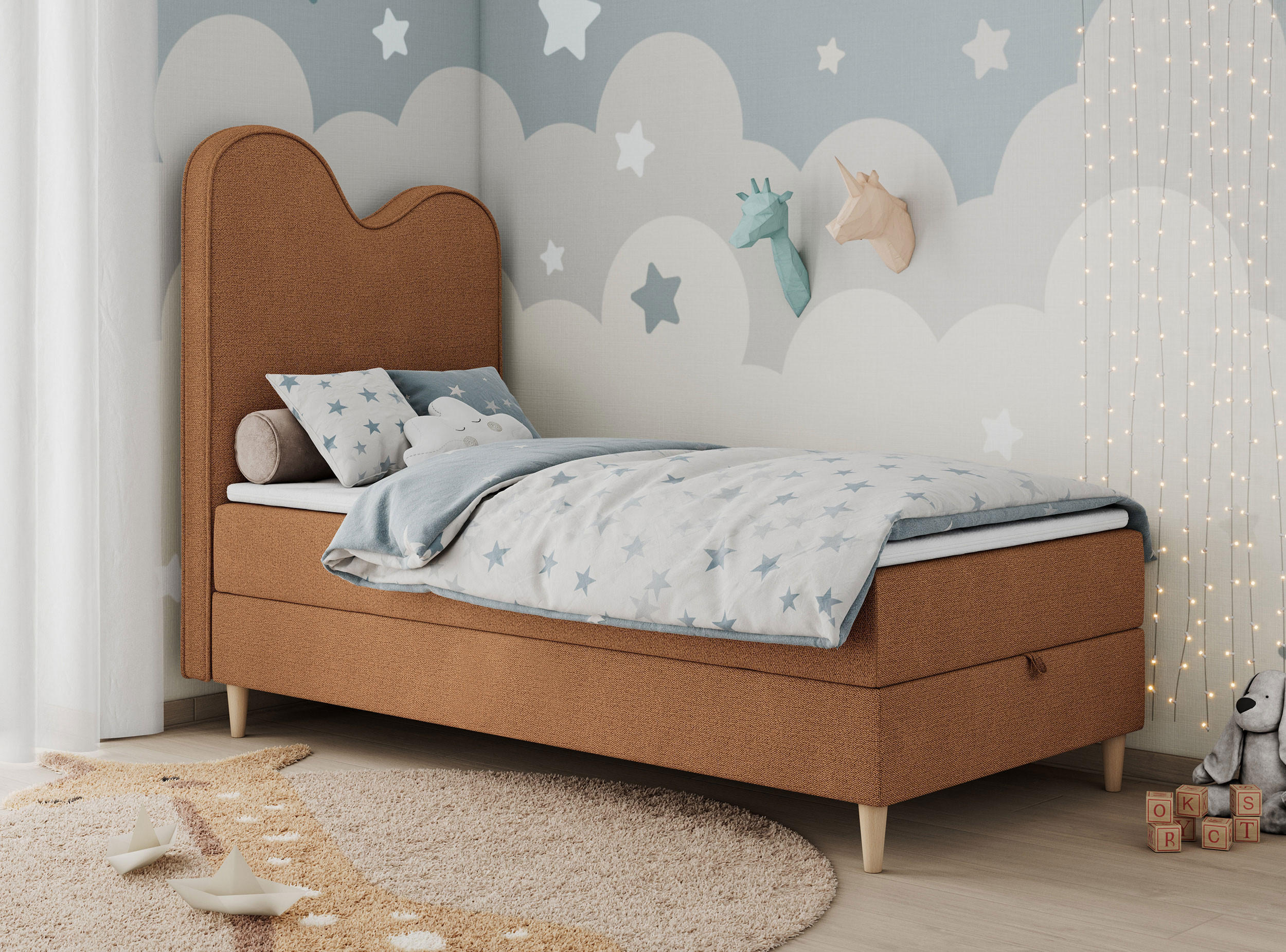 BOXBETT FLOW 90/180 Orange Struktur - H3 - Orange, Holz/Textil (90/180cm) - MKS