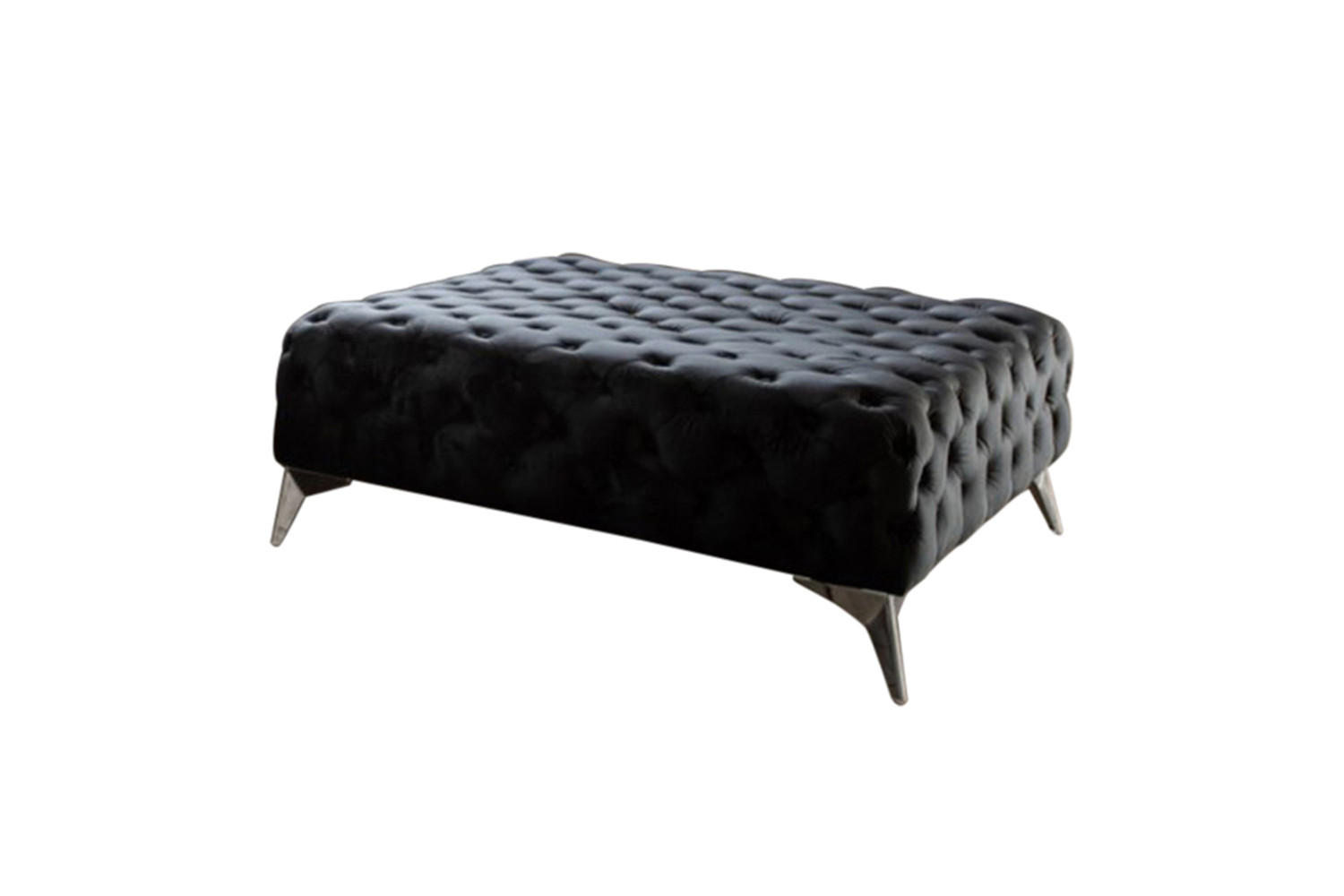 HOCKER NARLA Schwarz Velvet - Silberfarben/Schwarz, Textil (110/44/110cm) - KAWOLA