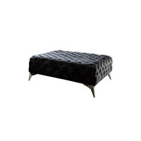 HOCKER NARLA Schwarz Velvet - Silberfarben/Schwarz, Textil (110/44/110cm) - KAWOLA