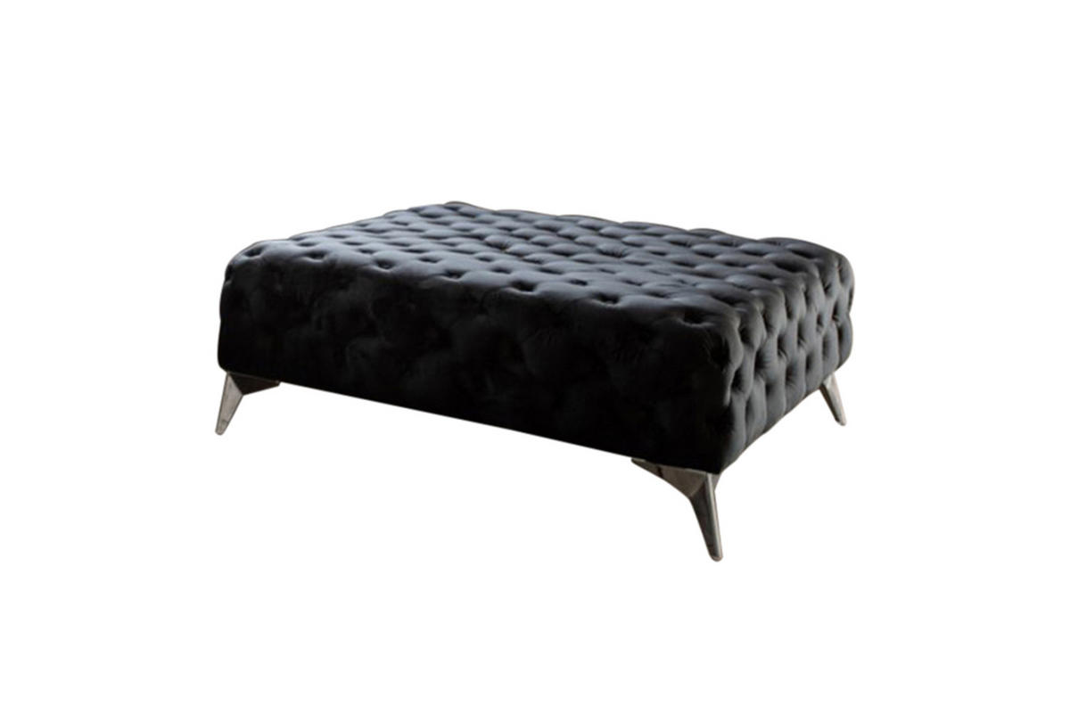 HOCKER NARLA Schwarz Velvet - Silberfarben/Schwarz, Textil (110/44/110cm) - KAWOLA