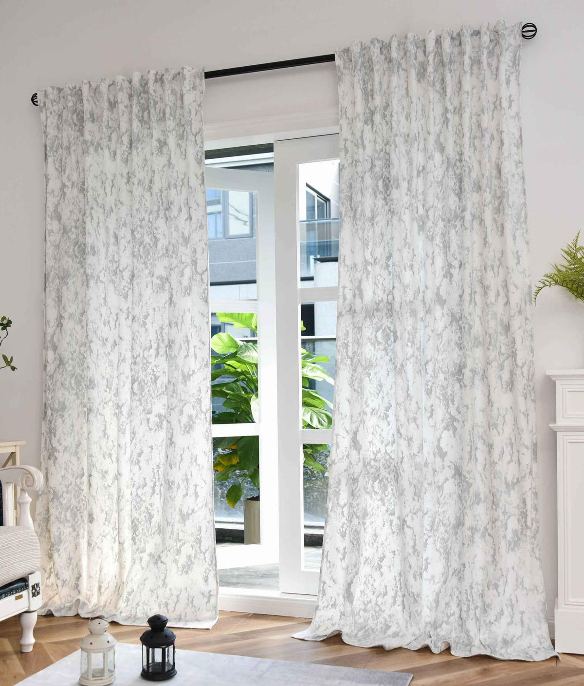 VORHANG 2ER SET MILANO STAR HxB 245x140 cm Weiß Silber - Weiß, Textil (140/245cm) - Gardinenbox