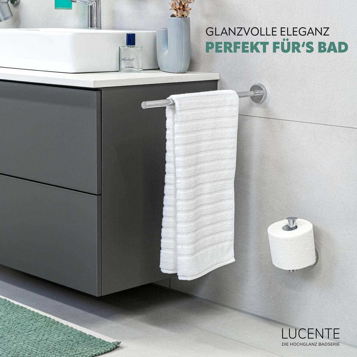 TELESKOPHANDTUCHSTANGE LUCENTE Edelstahl - Chromfarben, Metall (6/6/50cm) - bremermann