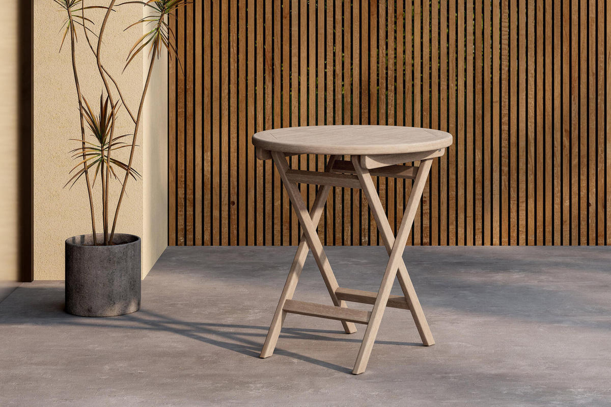 GARTENCOUCHTISCH KENYA Weiß gekalkt 70x70x75 cm - Beige, Holz (70/70/75cm) - FURNLUX