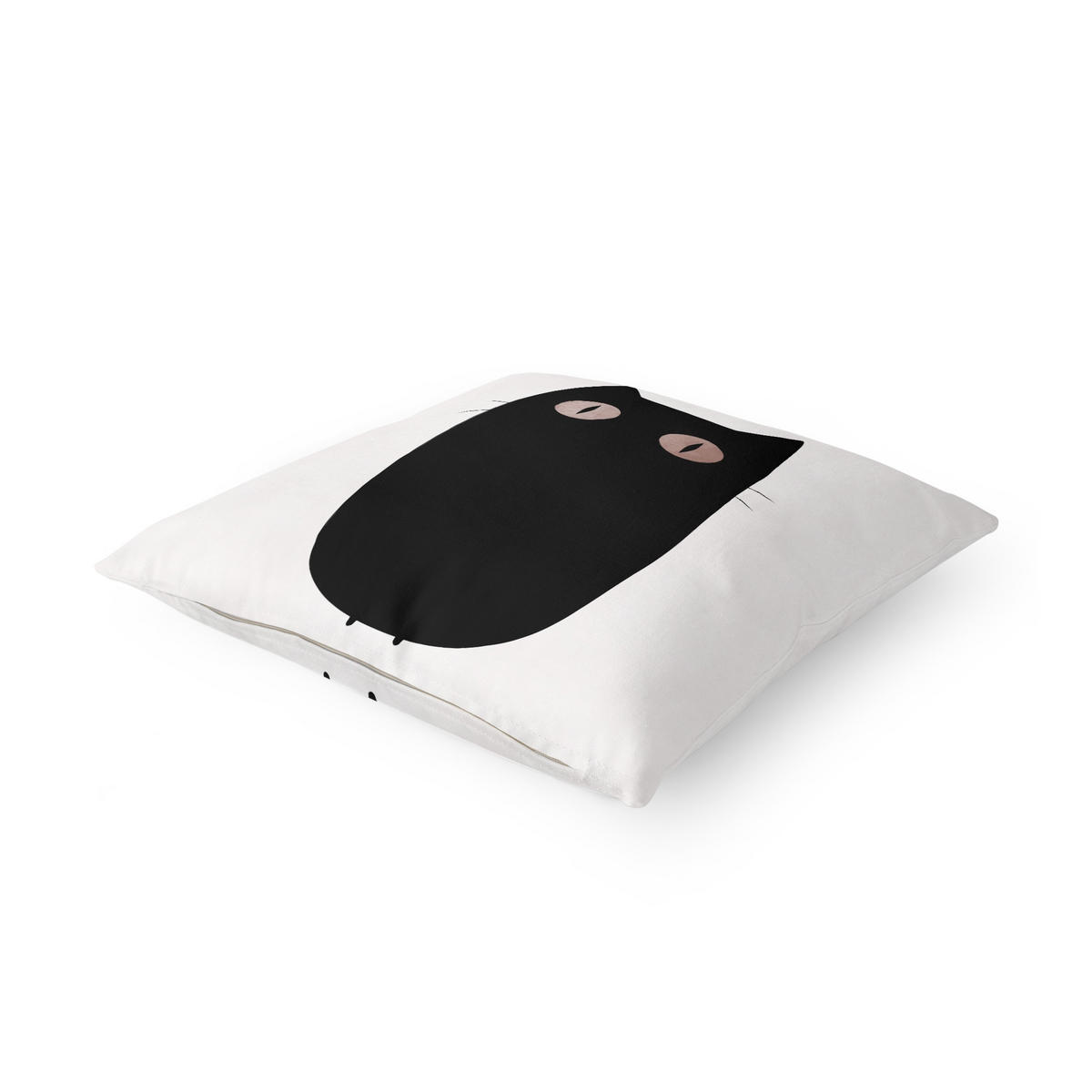KISSENBEZUG Schwarze Katze Illustration 50/50 cm - Schwarz, Textil (50/50cm) - Bilderwelten