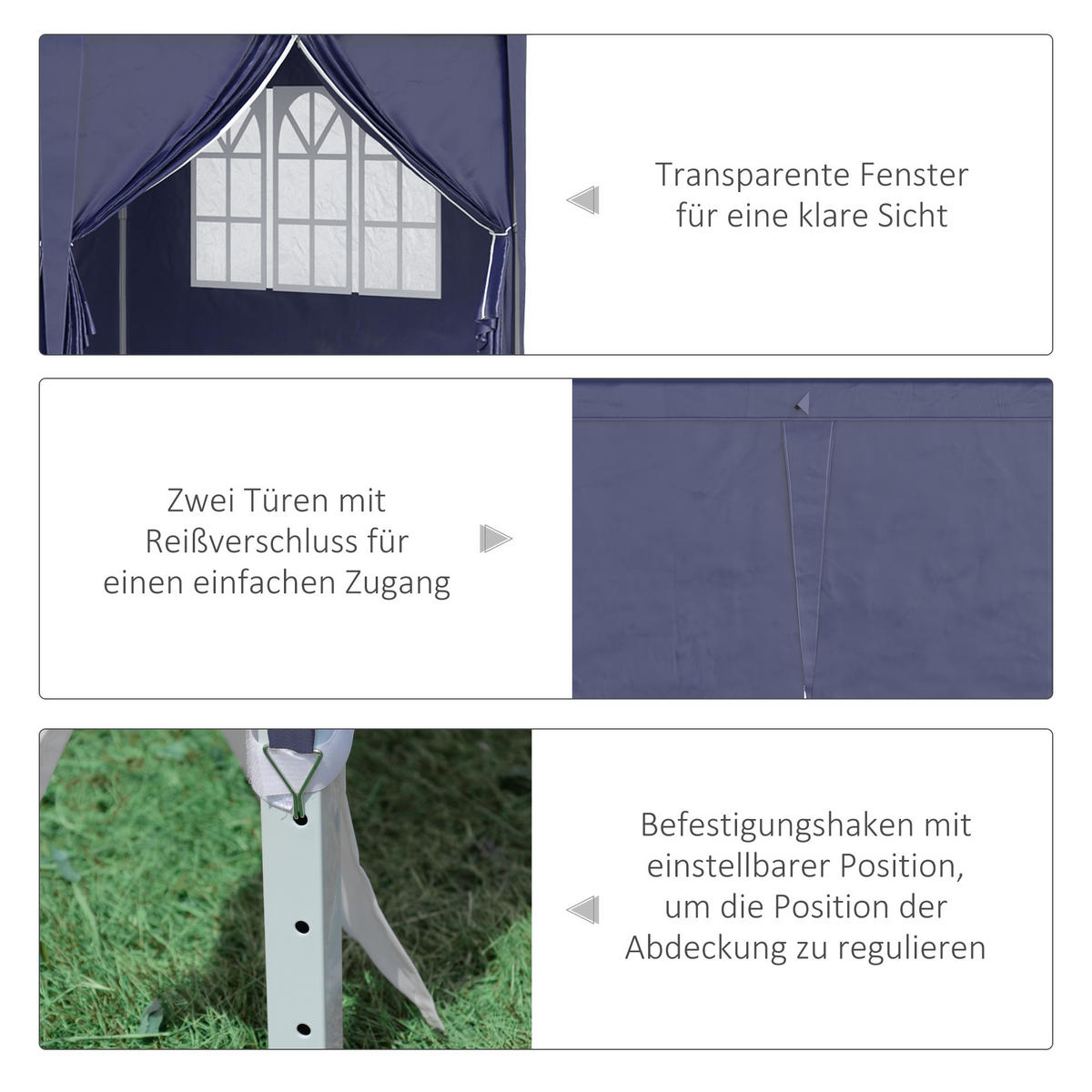 FALTPAVILLON, Khaki, Stahl, Oxford-Gewebe - Blau, Metall (295/270/585cm) - Outsunny