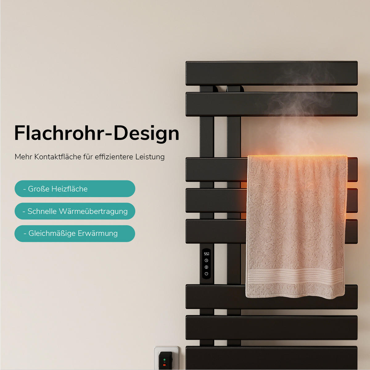 HEIZKÖRPER Elektrisch WLAN Thermostat Schwarz 85/40 cm - Schwarz, Metall (40/85/11cm) - EMKE