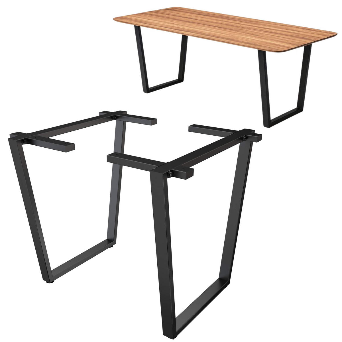 TISCHBEINE 2x Metall Schwarz 72 x 72 cm Tischgestell Höhenverstellbar - Schwarz, Metall (50/72/5cm) - DanDiBo