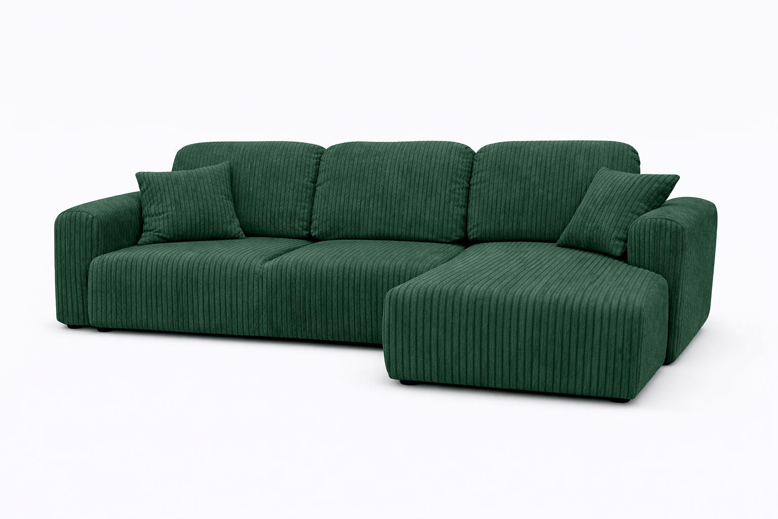 ECKSOFA Mit Schlaffunktion Und Bettkasten, Sofa L-Form Bingo L, Cordstoff Poso, Grün, Rechts - Grün, Holz (250/142cm) - Kaiser Möbel