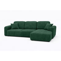 ECKSOFA Mit Schlaffunktion Und Bettkasten, Sofa L-Form Bingo L, Cordstoff Poso, Grün, Rechts - Grün, Holz (250/142cm) - Kaiser Möbel