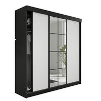 SCHIEBETÜRENSCHRANK LAMARO - 200x205x59cm - Schwarz & Weiß - Schwarz/Weiß, Holzwerkstoff (200/205/59cm) - Kier Furniture