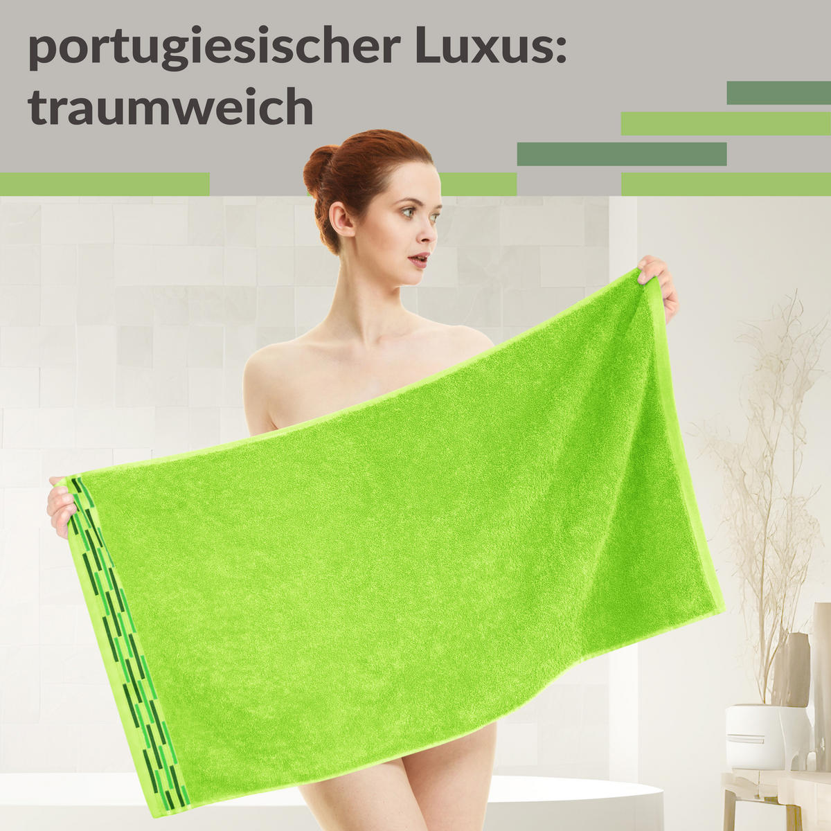 HANDTUCH Lugano Apfelgrün 2er 50x100 cm - Hellgrün, Textil (50/100cm) - Lashuma