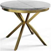 ESSZIMMERTISCH BERGO, ausziehbarer Tisch 120 cm/200 cm, Farbe: Hellgrau, mit Metallbeinen in Farbe Gold - Goldfarben/Grau, Holzwerkstoff (120/120/76cm) - Alpi-Möbel