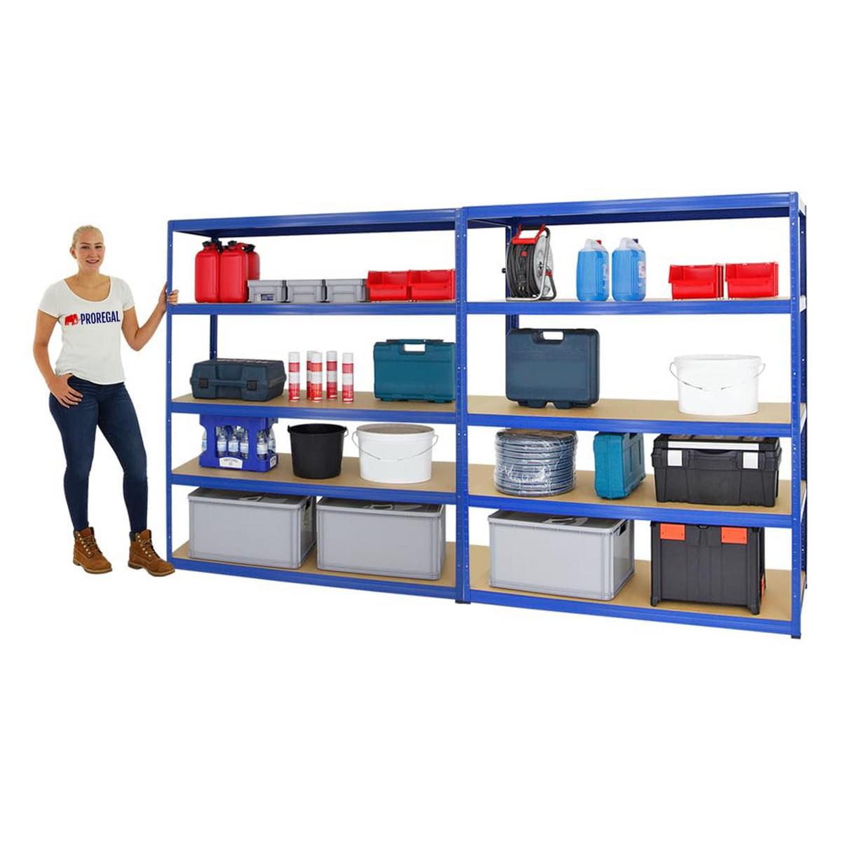 SCHWERLASTREGAL Giant Elephant 2er-Set mit 2x 180x150x60 cm Fachlast 200 kg Blau - Blau, Metall (300/180/60cm) - PROREGAL