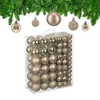 138XWEIHNACHTSKUGELN - Beige, Kunststoff (6/7/6cm) - Relaxdays