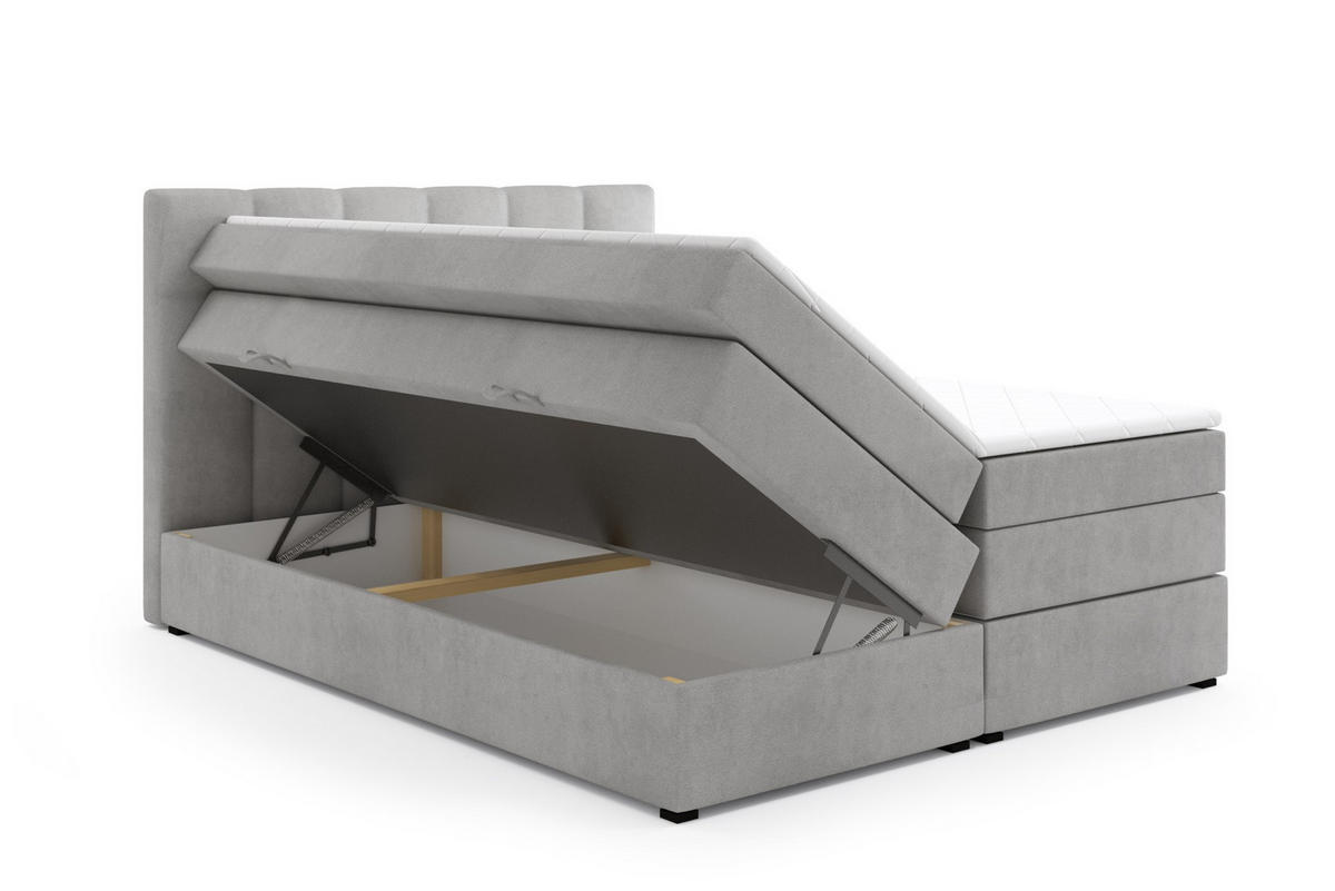 BOXSPRINGBETT Igella King Dunkelgrau 200x200 cm mit Matrazen H3 & Topper - Dunkelgrau, Holz (200/200cm) - Labett