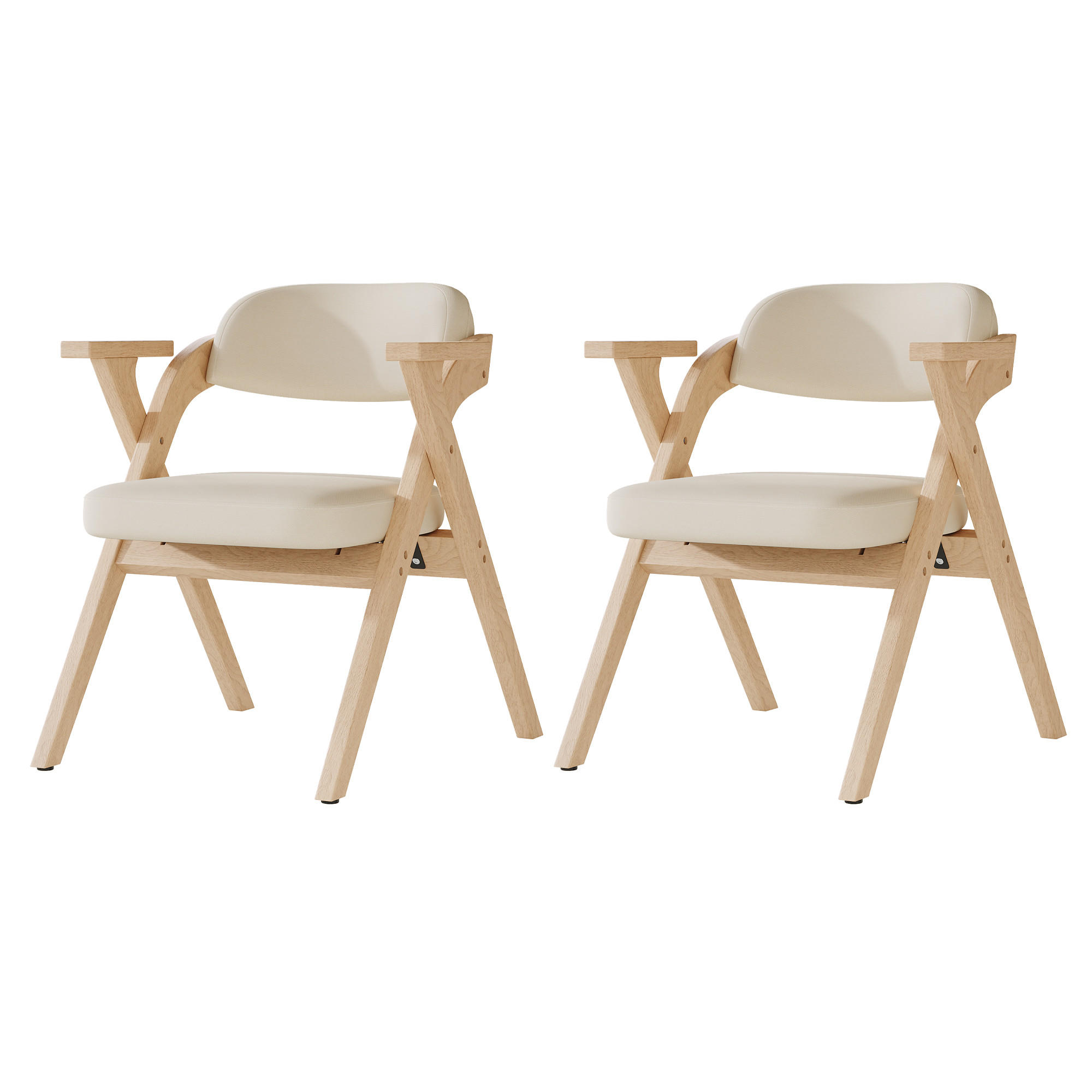 KLAPPSTUHL DE-35789 2 Stück mit Leinenbezug Beige - Beige, Holz (66.5/76/64.5cm) - ComfortXL