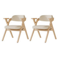 KLAPPSTUHL DE-35789 2 Stück mit Leinenbezug Beige - Beige, Holz (66.5/76/64.5cm) - ComfortXL
