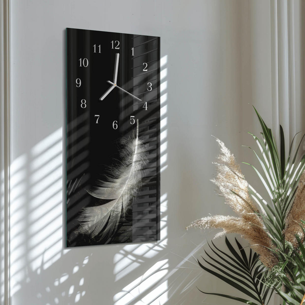 WANDUHR 30x60 cm - Horizont - Schwarz, Glas (30/60/0.4cm) - TULUP