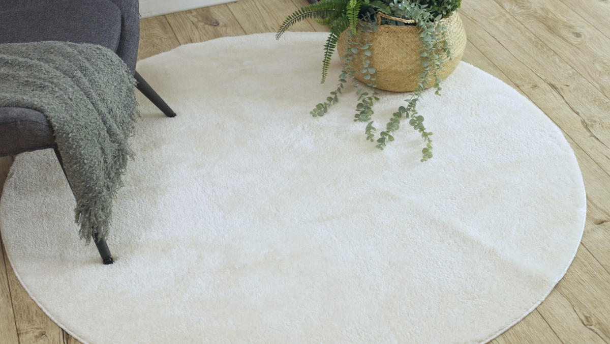 MODERN tvätt matta LINDO circle kräm, halkskyddad, lurvig 60 cm - Cremefärgad, Textil (60/60cm) - rugsX