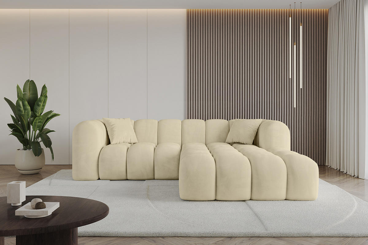ECKSOFA Ottomane Rechts OLEA-L1 - 231x173x74 cm Taupe - Taupe/Schwarz, Holzwerkstoff/Kunststoff (231/173cm) - ALTDECOR
