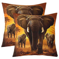 KISSENBEZÜGE 2-teiliges Set 50 x 50 cm Elefanten Motiv - Multicolor, Textil (50/50cm)