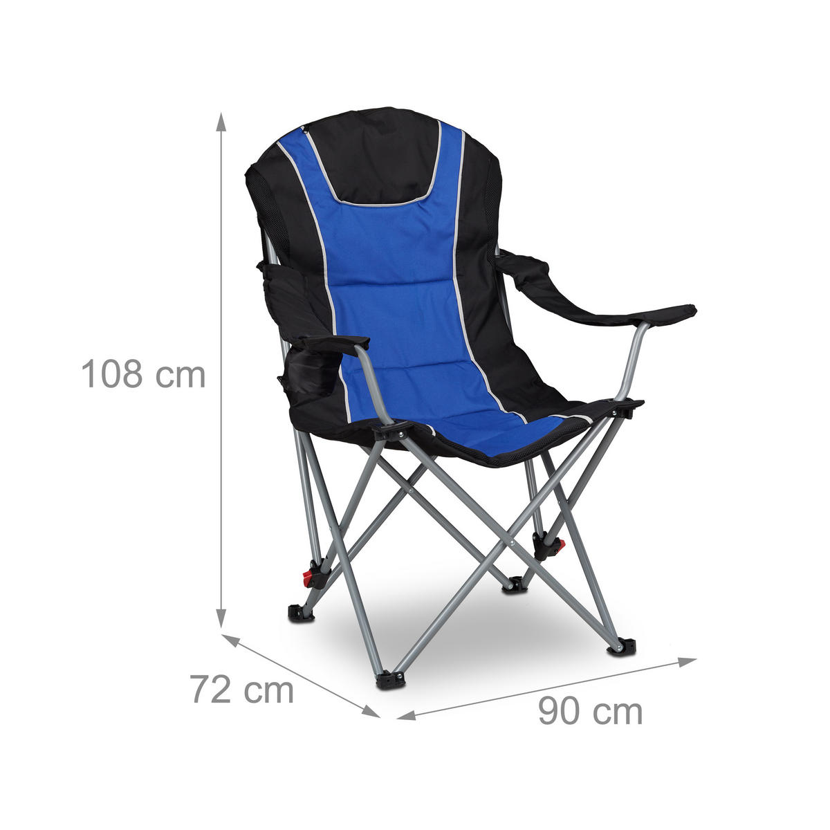 CAMPINGSTUHL - Multicolor, Textil/Metall (90/108/72cm) - Relaxdays