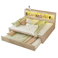 POLSTERBETT 140/200 cm Natur mit Polsterbett, LED-Beleuchtung und USB - Naturfarben, Holzwerkstoff (140/200cm) - Flora Grace