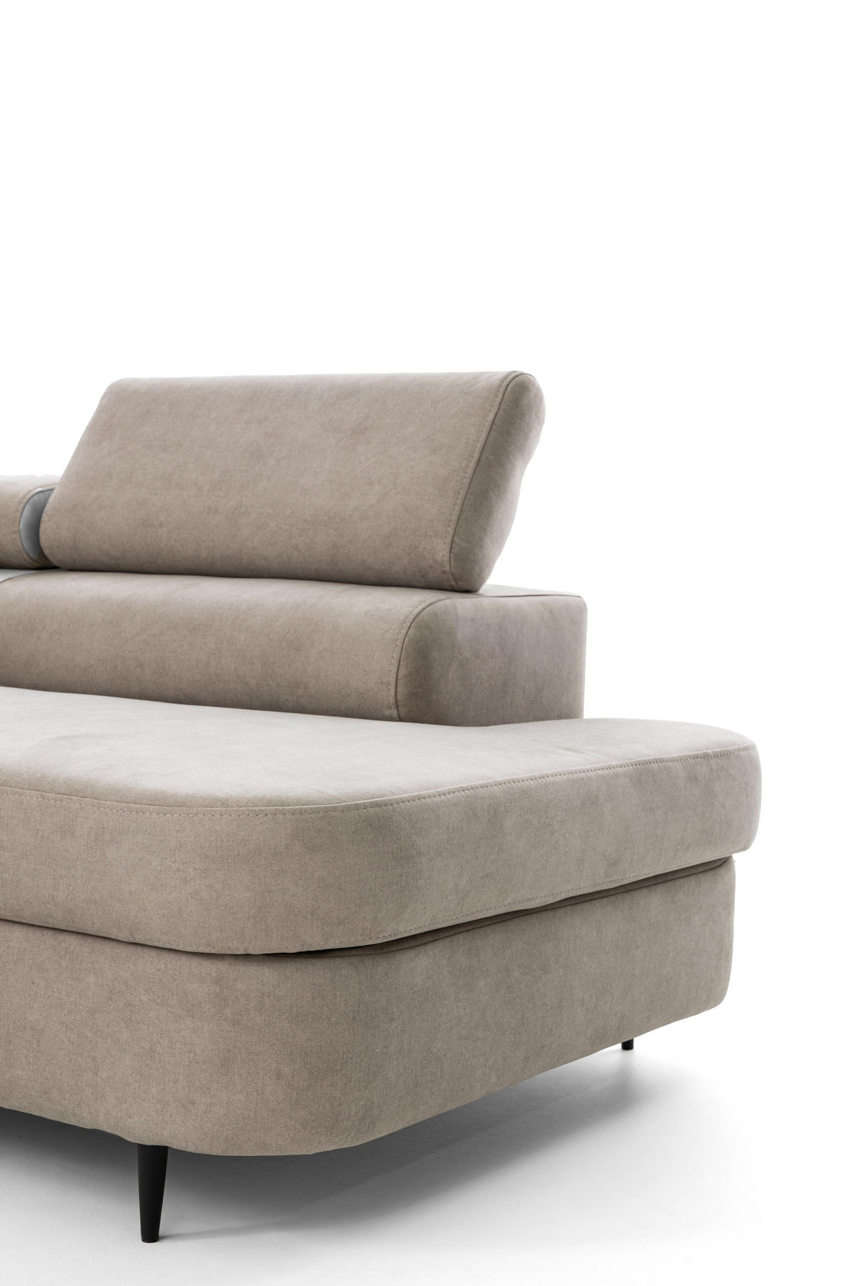 ECKSOFA U-Form PRIAM U2 mit Schlaffunktion 126x270 Velours Creme - Chromfarben/Creme, Holz/Textil (350/91/203cm) - Muffo