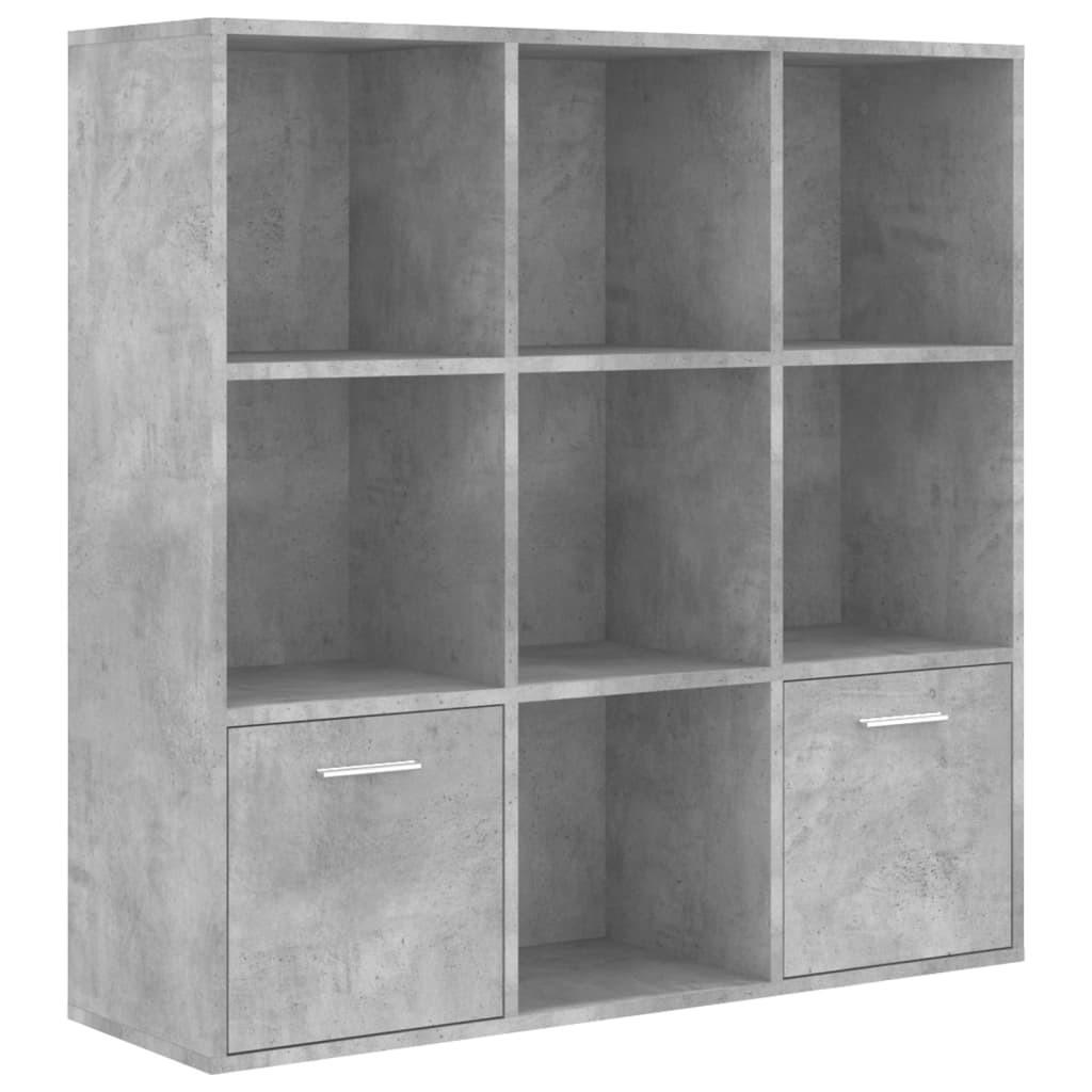 BÜCHERSCHRANK mit 7 Fächern, 2 Türen 98/30/98 cm aus Holzwerkstoff Betongrau - Hellgrau, Holz (98/98/30cm) - vidaXL