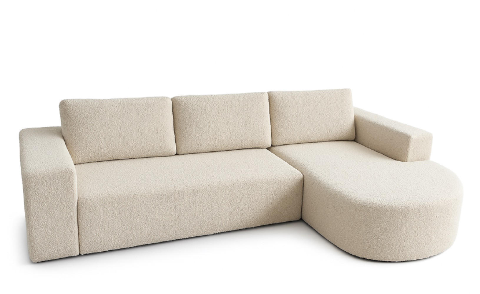 ECKSOFA Beige Vello Mit Schlaffunktion Rechts Boucle Catch Me - Beige, Textil (165/270cm) - Sepro Meble