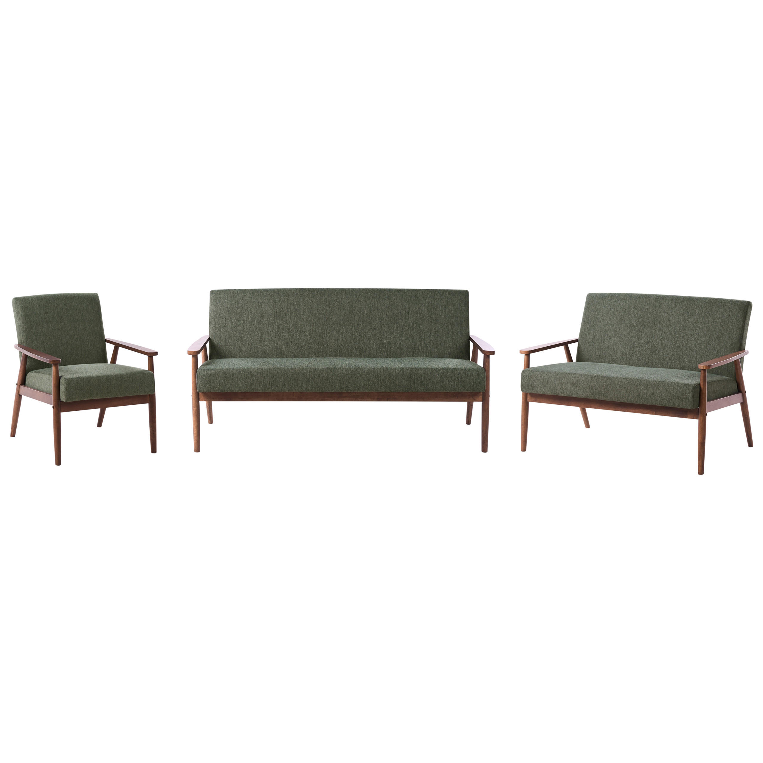 SET CANAPELE cu 6 locuri textil maro închis/verde Esrum - maro/verde, material textil (151/79/72cm) - Beliani