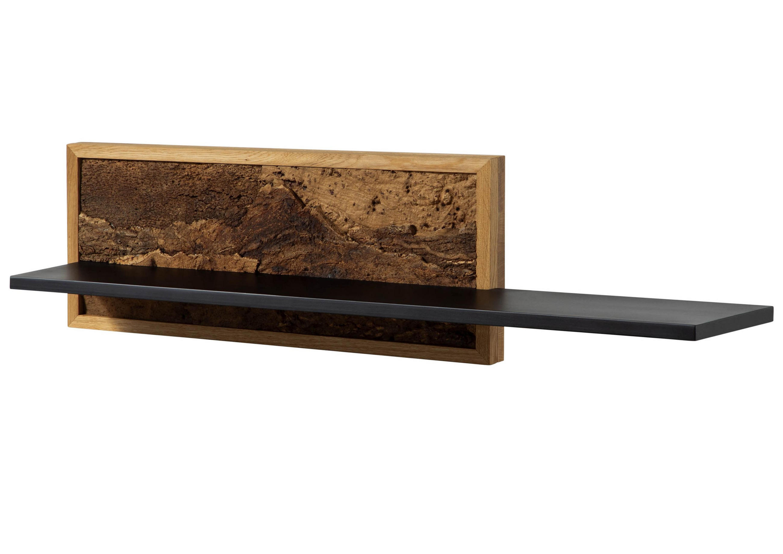 WANDREGAL 113x23x28 schwarz / natur geölt LINDAU #105 - Schwarz, Holz (113/28/23cm) - Massivmoebel24