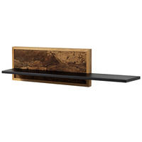 WANDREGAL 113x23x28 schwarz / natur geölt LINDAU #105 - Schwarz, Holz (113/28/23cm) - Massivmoebel24