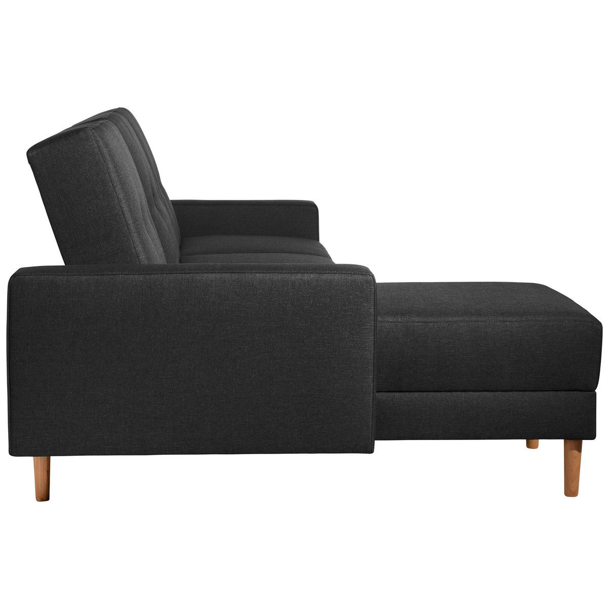 FUNKTIONSSOFA mit Hocker Kattie Flachgewebe schwarz - Schwarz, Kunststoff (144/230cm) - 58aufmkessel