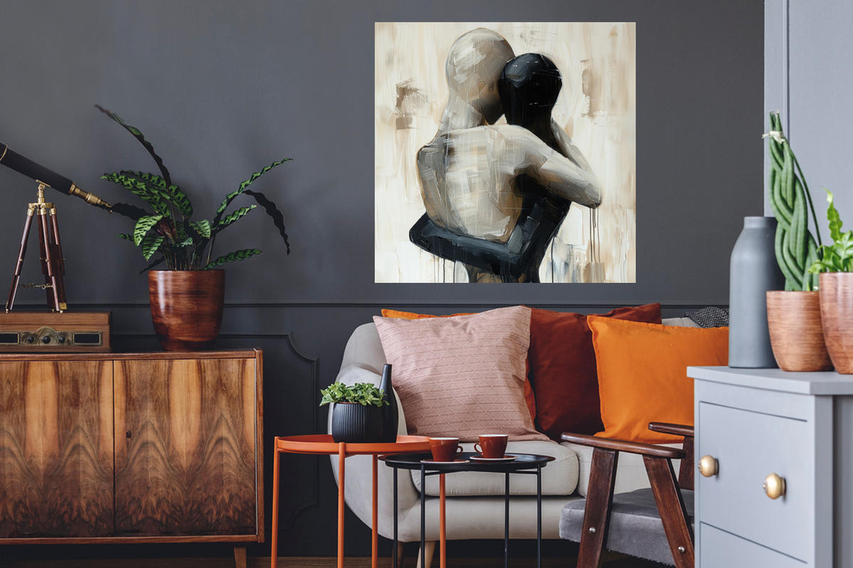 WANDTATTOO Abstrakt - Liebe - Schwarz und weiß - Modern 50x50 cm - Schwarz, Kunststoff (50/50/0.1cm) - MuchoWow