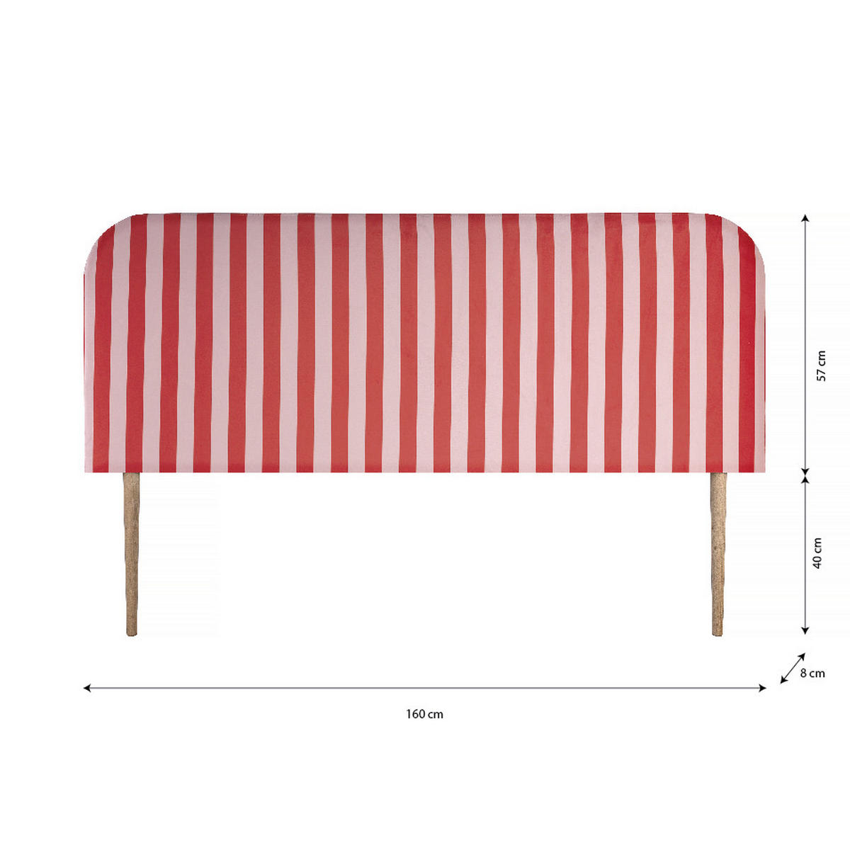 KOPFTEIL aus Samt, rot/rosa 160x97cm EDDIE - Rot, Textil (160/97/8cm) - RNT By Really Nice Things