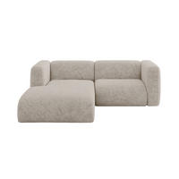 ECKSOFA Ottomane Links MIRA-L1 227x179x89 Beige Velours - Beige/Schwarz, Holzwerkstoff/Kunststoff (227/179cm) - ALTDECOR