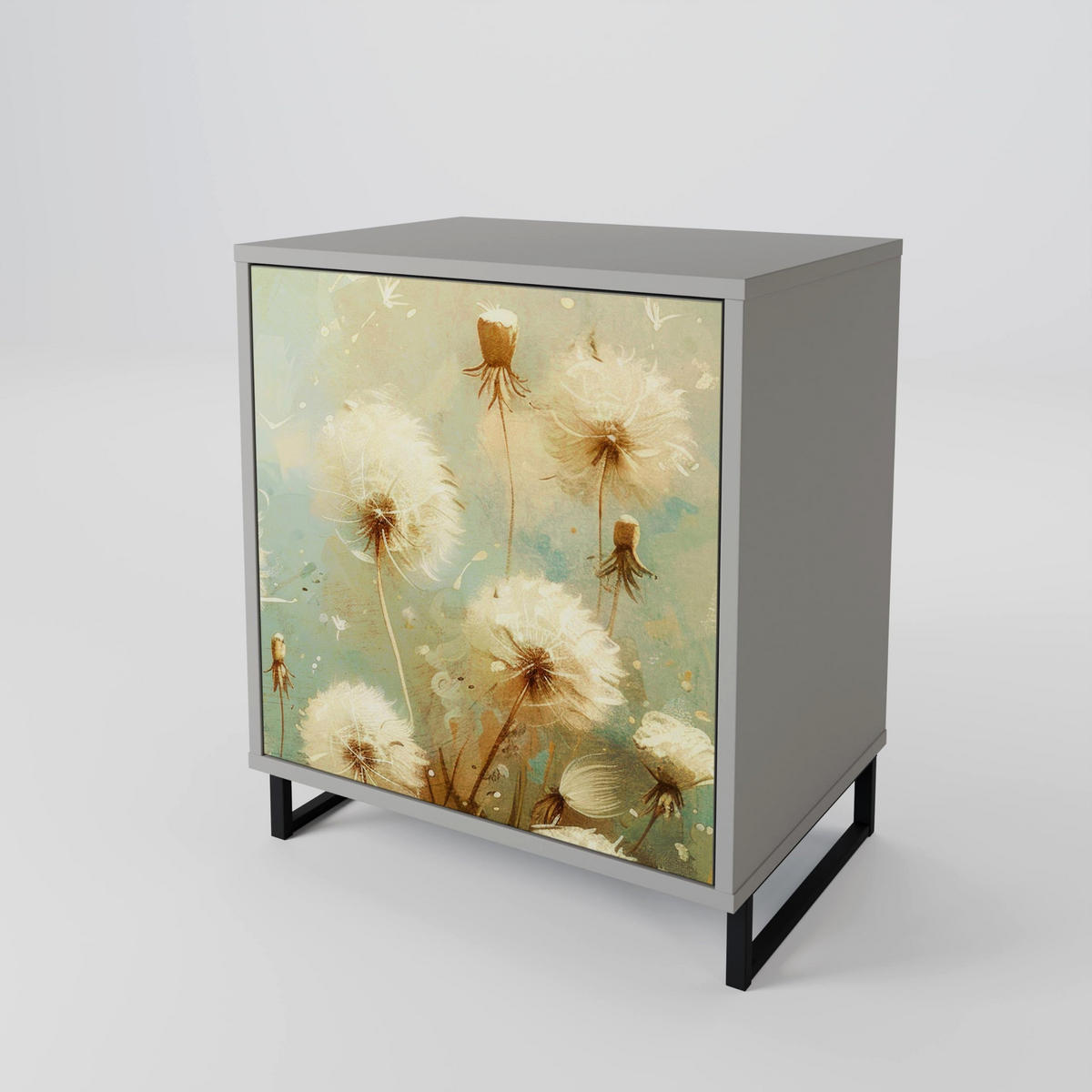 SIDEBOARD DREAMY MEADOW, Grau, 57,5x42x57,5 cm, Ohne Füße - Multicolor/Grau, Holzwerkstoff (57.5/57.5/42cm) - SpaceRebels