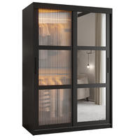 SCHWEBETÜRENSCHRANK 200/120/62 2-türig - Schwarz, Holz/Kunststoff (120/200/62cm) - Abiks Möbel