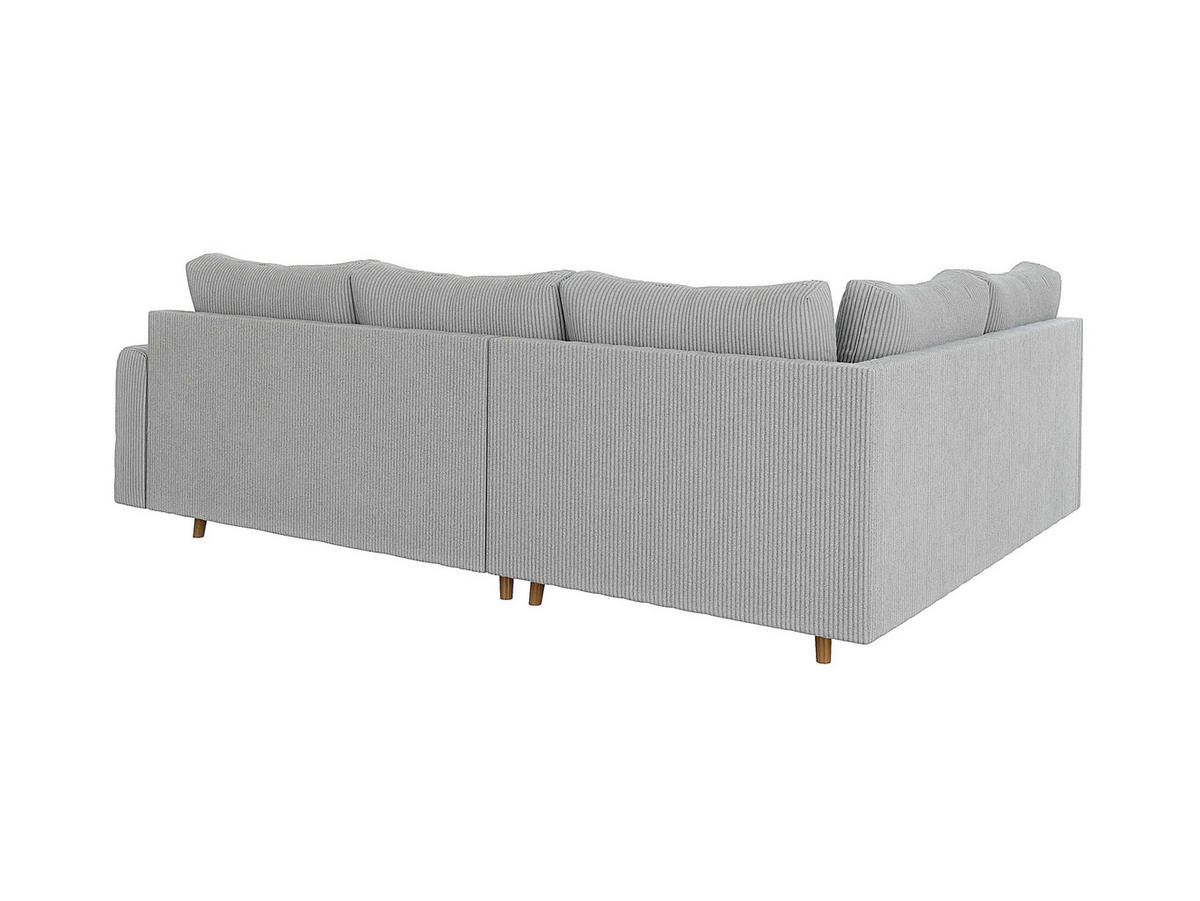 ECKSOFA Alma Hellgrau Cord - Ottomane links - Hellgrau/Braun, Holz/Textil (231/161cm) - S-Style Möbel