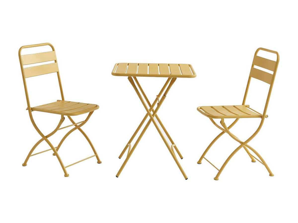 GARTENESSGRUPPE im Set - 2 -Sitzer - Stahl - senffarben - MIRMANDE - Gelb, Metall - Vente-Unique