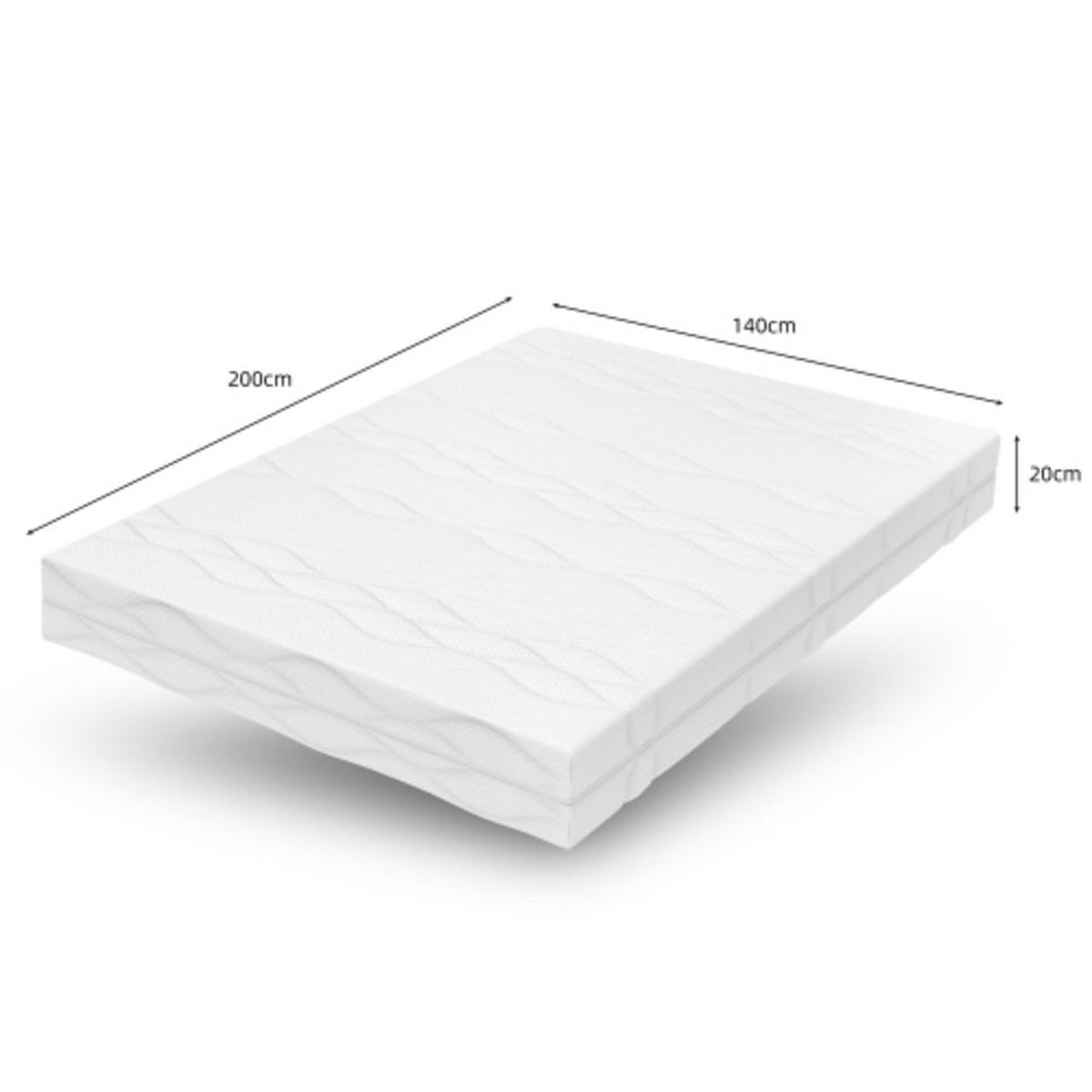 TASCHENFEDERKERNMATRATZE 140×200cm mit 7-Zonen-Schaum, beidseitigem Liegekomfort und abnehmbarem Bezug, weiß & grau - Weiß, Kunststoff - Luhomfu